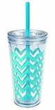 Copco 2510-0433 Minimus Chevron Tumbler with Straw, 24-Ounce, Cyan Blue