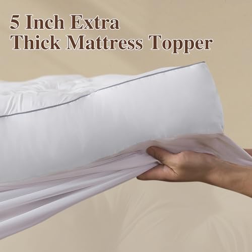 WhatsBedding 5 Inch Memory Foam Mattress Topper Queen Size, Supportive Fluffy Shredded Memory Foam Filled Pillow Top, Extra Soft Bed Topper with Deep Pocket, 60x80 in