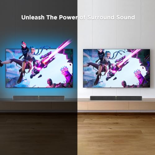 HoYLluDLL Soundbar for TV，80W 2-in-1 Detachable Sound Bar with 3 EQ Modes& Auto Volume Boost, Bluetooth 5.3/ARC/Optical/AUX, Home Theater Audio System for TV/PC/Laptop/Game Console, Black,1 Pcs