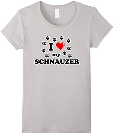 Women's I Love my Schnauzer - Men/Women/Youth tshirt Large Silver