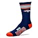 NFL 4 Stripe Deuce Socks - Men's Large (fits 10-13) (Denver Broncos)