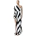 XJLUS-Apparel Off Shoulder Dresses for Women Sexy Sheath Party Clubwear Single Shoulder Stripe Dress