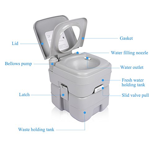 Z ZTDM Portable Toilet Potty for Camping Recreation, Travel, Car, Boat, Caravan, Campsite, Hospital - 5 Gallon Holding Tank