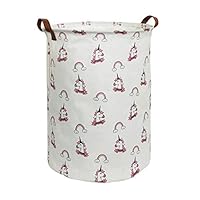 ESSME Large Storage Bin,Canvas Fabric Storage Baskets with Handles,Collaspible Laundry Hamper for Household,Gift Baskets,Toy Organizer (Rainbow Unicorn)