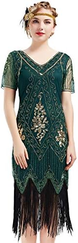 BABEYOND 1920s Art Deco Fringed Sequin Dress Roaring 20s Flapper Fancy Dress  Gatsby Costume Dress, Dark Green, 3XL price in UAE | Amazon UAE | kanbkam
