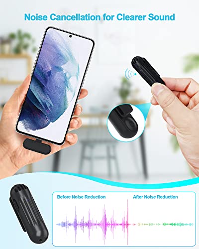Huicn Wireless Lavalier Microphone Noice Cancelling Omnidirectional Condenser Mic for Samsung LG Google Smartphone Tablet PC with USB C, Clip on Lavalier Mic Sound Record for YouTube TikTok Meeting