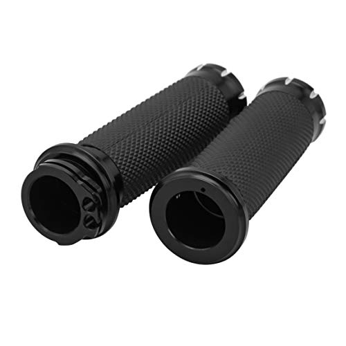 Lalaparts Pair 1" Black CNC Hand Grips Handlebar Compatible for Harley Touring Sportster Dyna Softail VRSC XL XR