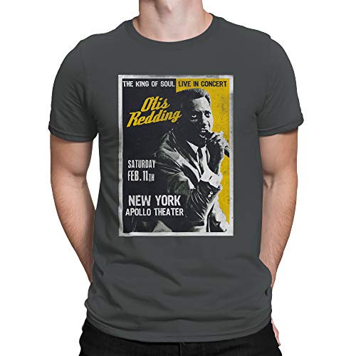 Liquid Blue Unisex-Adult's Otis Redding King of Soul Apollo Theatre Short Sleeve TEE, Charcoal, Large