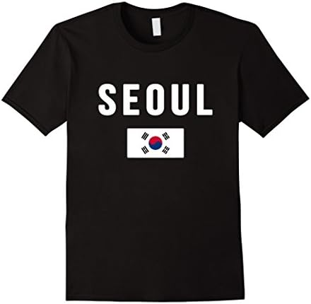 Men's Seoul South Korea T-shirt Korean City Souvenir Flag Tee Medium Black