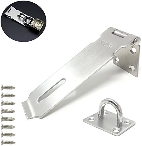 Stainless Hasp Staple Safety Door Bolt Latches Padlock Hasp Door Clasp Gate Lock-5 inch