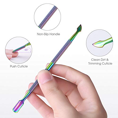 Cuticle Trimmer with Cuticle Pusher 3 Pieces, Professional Stainless Steel Nipper Clippers Cuticle Remover manicure tools Set Cuticle Cutter for Fingernails and Toenails Chameleon - Thumbnail 3