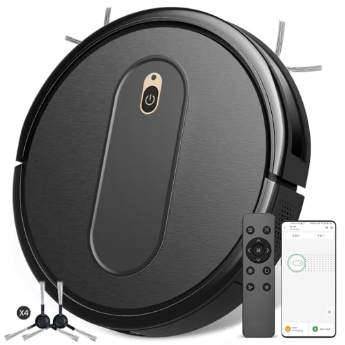 Vexilar Robot Vacuum, Slim, Quiet, Automatic Self-Charging Robotic Vacuum Cleaner, 100 Mins Runtime, Schedule Cleaning, App/Voice/Remote Control, Ideal for Hard Floor and Carpet (Small)