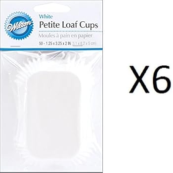 Wilton Bulk Buy Baking Cups White Petite Loaf 50 pack (6-Pack)