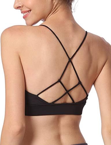 MotoRun Womens Push-up Padded Strappy Sports Bra Cross Back Wirefree Fitness Yoga Top