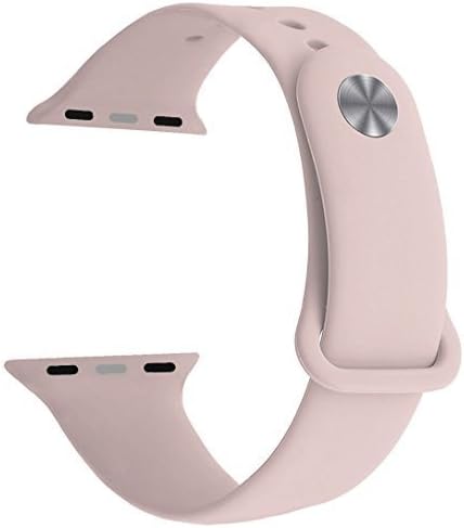 38mm Apple Watch Band,iMOMO Soft Silicone Sport Band [3 Pieces for 2 Lengths] Large/Small Wrist Strap Replacement for Apple Watch 1 2 3 All Models 38mm - Pink Sand