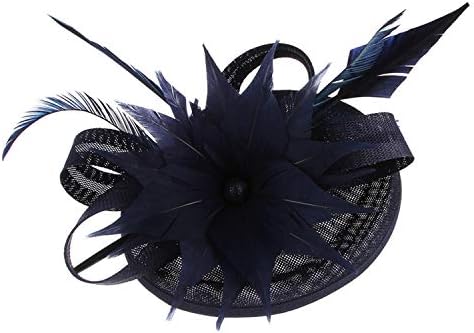 DOSOMI Women Derby Church Fedora Women Feather Fascinator Hair Clip Flower Hat Bridal Wedding Cocktail hat
