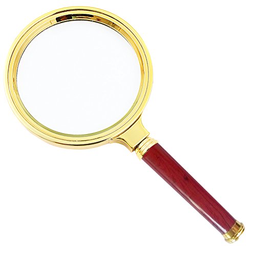 SDMH Magnifying Glass, 10X Old Man Reading Hand-held Magnifying Glass, Jewelry Jade Identification, Imitation red Wood Handle, Insect and Hobby Observation (Large-90mm)