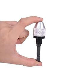Baitaihem   Adaptador para portabrocas de 1 4 de pulgada, sin llave, herramienta convertidora de 0.012   0.256 in, sin llave, cambio rápido, 2 unidades (negro y plata)