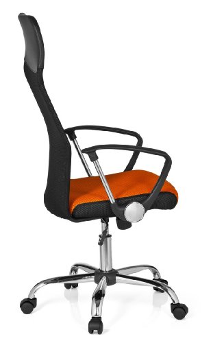 Sedia-Girevole-Orion-Net-Tessuto-Netto-Arancione-Nero-Cromo