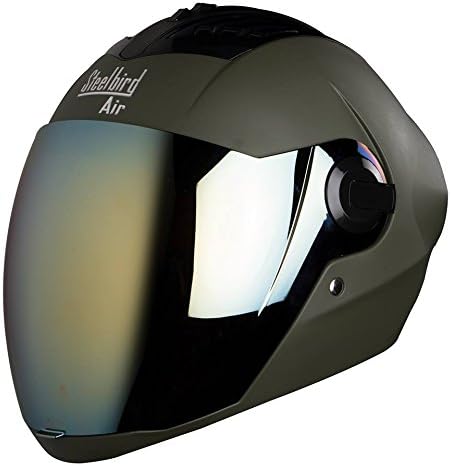 ALTORUMP Steelbird SBA-2 Bikers' Helmet with Transparent Visor Ffor Night Vision (Dull Green)