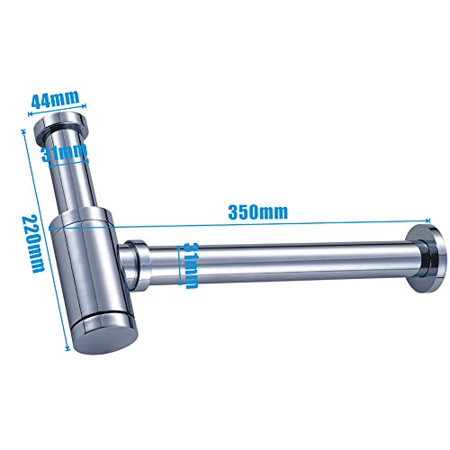 FChome Round Bottle Drain Trap,Zinc Alloy Basin Sink Waste Trap P-TRAP Kit,Chrome