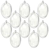 KEIVA Clear Plastic Acrylic Fillable Egg Shape Ball Ornament 60mm - Pack of 10 (Egg Size 60mm)