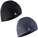 French Fitness Revolution - Skull Cap Helmet Liner Running Beanie - Ultimate Thermal Retention and Performance Moisture Wicking. Fits Under Helmets 2pack - Black & Gray