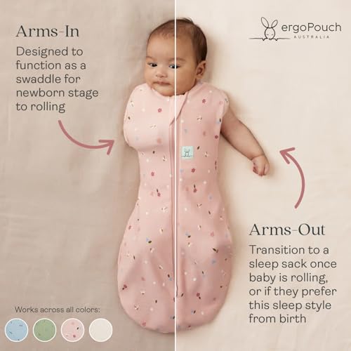ergoPouch Cocoon Swaddle Sack 0.2 TOG - Baby Sleep Sack, Gentle Snug Fit Helps Calm Startle Reflex, Ideal for Arms In/Out Sleeping, Soft Breathable Fabric for Better Sleep