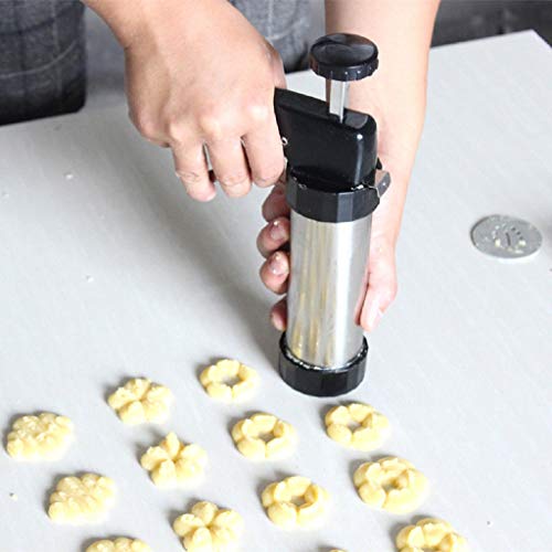 DIY Biscuit Cookie Press Gun Classic Biscuit Maker Stainless Steel Cookie Extrudes with 13 Stainless Steel Cookie Discs and 8 Icing Tips