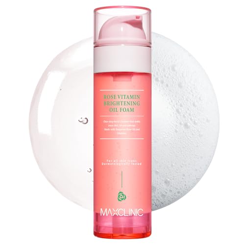 [K-Beauty] Rose Vitamin Oil to Foam - All-in-One Korean Face Wash OilBased Foaming Facial Cleanser - Pore Minimizing & Blackhead Remover - Makeup Deep Cleansing Oil for All Skin Types (3.88 fl oz)