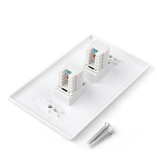 TNP Ethernet Network Cat5E Wall Plate - Dual (2 Port) RJ45 ... female rj45 jack wiring 