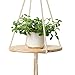 Mkono Wood Hanging Shelf Indoor Macrame Plant Hanger Decorative Flower Pot Holder Boho Home Deco, 40