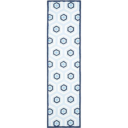 Safavieh Safavieh Kids Collection SFK225A Handmade Blue and Ivory Cotton Runner (2'3" x 9')