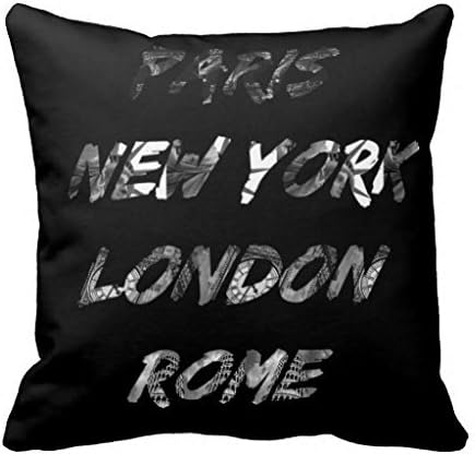 Cushion Paris Nyc London Rome Polyester Pillow Case
