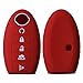 2Pcs Keyless4U 5 Buttons Silicone Key Fob Case Cover Jacket Holder Protector for Nissan Altima Maxima Armada Murano Rogue Sedan Pathfinder (Black Red)