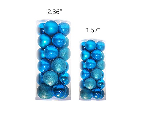 Prudance Christmas Decoration-24ct Ornaments Ball Multicolor Christmas Tree Balls for Holiday Wedding Party Decoration,2.36",Light Blue