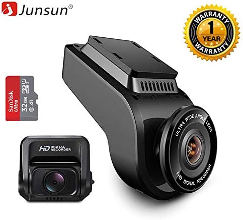 Junsun 4K Ultra HD 1080P WiFi Dash Cam Rear/Back View Video Recorder Dual Lens Car DVR Dash Camera with ADAS(32GB SD) (with 32 GB SD Card)