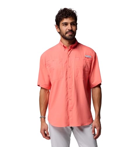 Columbia Mens PFG Tamiami II Short Sleeve Fishing Shirt, Melonade, X-Large