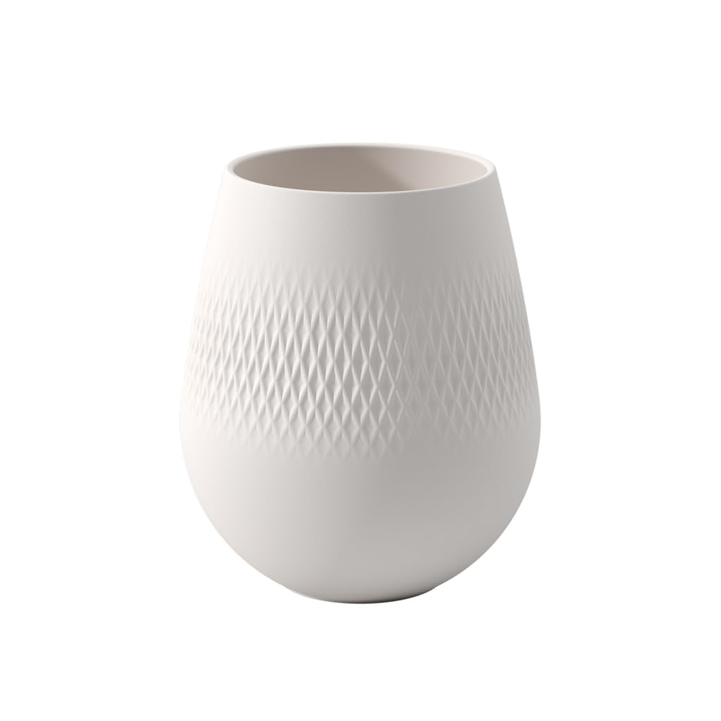 Villeroy & Boch Collier Blanc Vase Carré No. 2, 12.5x12.5x14 cm, Premium Porcelain, White