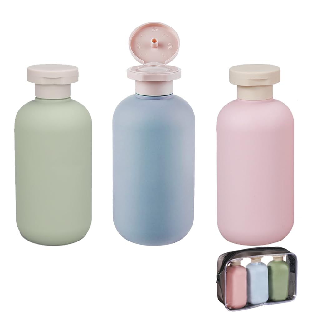 3 PCS 200 ML Squeeze Travel Containers - Portable, Refillable, Leakproof Empty Travel Size Bottles for Shampoo, Lotions, Cream, Body Wash, Conditioner