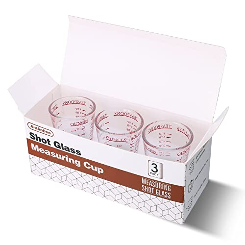 3 Pack Shot Glass Measuring Cup, Small Espresso Shot Glass with