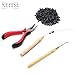 Neitsi Hair Extension Remove Pliers + Pulling Hook + Bead Device Tool Kits + 500pcs 5mm Micro Rings (Black# Beads)