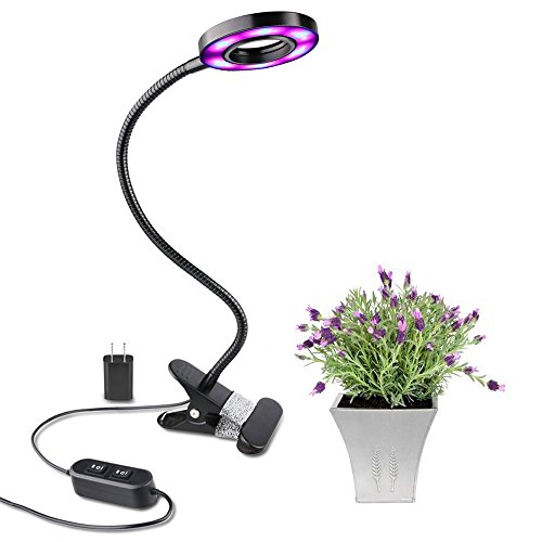 LED Grow Light, 10W Red/Blue Adjustable and 6 Level Dimmable Full Spectrum with US Adapter for Indoor Plants