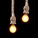 Rope Chandelier Pendant Light Ceiling Lamp E27 Base Lamp Cord Retro Style DIY Home Decoration, Double Head
