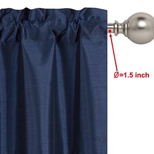 Home Queen Solid Rod Pocket Room Darkening Curtain Valance Window Treatment for Living Room, Short Straight Drape Valance, 2 Pieces, 37 X 18 Inch, Navy
