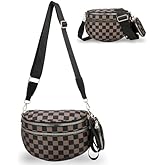 Checkered Crossbody Bum Bag for Women, Spacious Nylon Checkerboard Purse with Removable Wallet, Adjustable Strap, Large Capacity Fanny Waist Packs