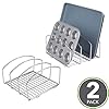 mDesign-Set-of-2-Kitchen-Bakeware-Organiser-Chrome-Plated-Metal-Baking-Tray-Rack-and-Cutting-Board-Holder-Ideal-Kitchen-Storage-Solution-Silver mDesign Set of 2 Kitchen Bakeware Organiser - Chrome Plated Metal Baking Tray Rack and Cutting Board Holder - Ideal…