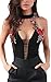 Angashion Women's Sexy Sleeveless V Neck Short Jumpsuit Embroidered Bodysuit,Black,US 2/Tag S