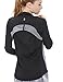 icyzone Women's Stretch Running Workout Yoga Full Zip Jacket with Thumb Holes (S, Black)