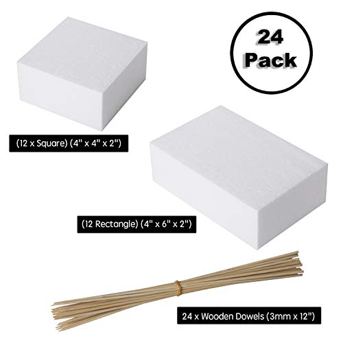 image for Bargain Paradise 24 Pack Foam Blocks - Styrofoam Square Blocks, Rectan